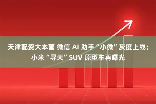 天津配资大本营 微信 AI 助手“小微”灰度上线；小米“寻天”SUV 原型车再曝光